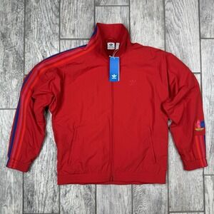 Adidas Trefoil Track Jacket Red Blue Full Zip Windbreaker‎ Retro Women's Size S